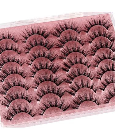 False Eyelashes Lashes Pack Wispy Fluffy Natural Mink Eye Lashes Faux Handmade Light Volume 14 Pairs Lashes Pack by zanlufly Cute