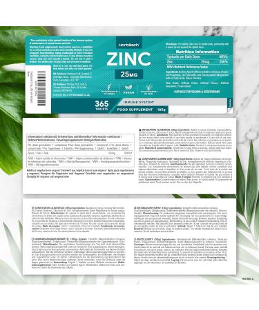 Zinc Tablets High Dose 25mg | 365 Vegan Zinc Supplements | Immune System Booster for Men & Women | Horbaach - Buy Online on GoSupps.com