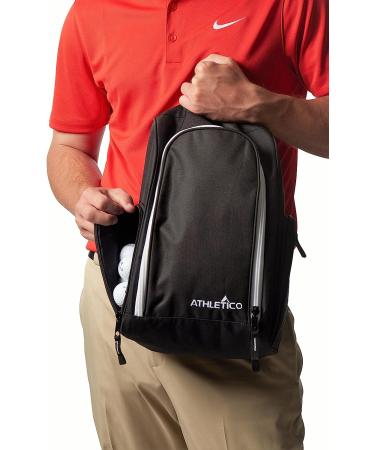Athletico Golf Shoe Bag - Zippered Carrier with Ventilation & Outside Pocket - Black - Buy Online on GoSupps.com