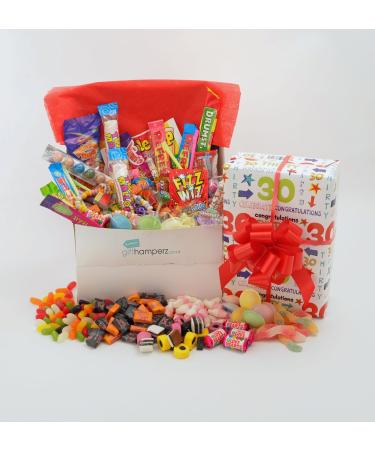 " Happy 30th Birthday " Gift Wrapped Retro Sweet Hamper Box Male or Female Themed