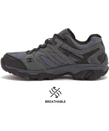 HI-TEC Ravus WP Low Waterproof Hiking Shoes for Men - Lightweight Breathable Trekking Shoes - Sizes 7-15, Medium & Extra Wide - Dark Grey - Buy Online on GoSupps.com