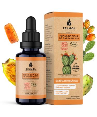 TELMOL Best Anti-Aging Care I Organic Prickly Pear Seed Oil I 100% Pure First Cold Pressed I Intense Moisturizer for Face Anti-Wrinkles Dark Circles & Dark Spots I (30 ml)