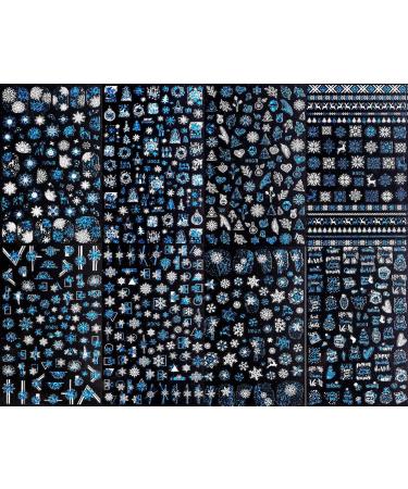 8 Sheets Christmas Nail Art Stickers Decals Self-Adhesive Laser Blue White Winter Snowflakes Nail Supplies Nail Art Design Decoration Accessories - Buy Online on GoSupps.com