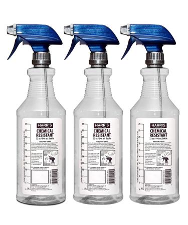 HARRIS Chemically Resistant Professional Empty Spray Bottles 32oz (3-Pack) for Cleaning Solutions and Water 3 Count (Pack of 1)