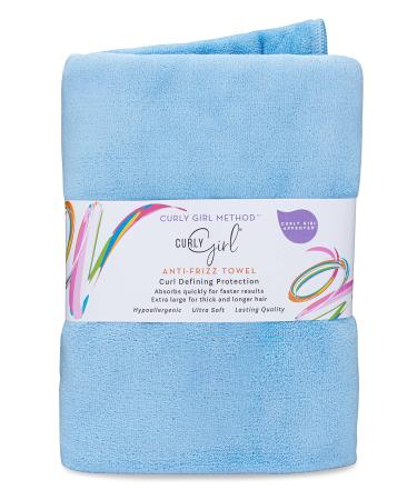 Curly Girl  Curly Hair Towel  Large Microfiber 22 x 39  Super Absorbent (Sky Blue)