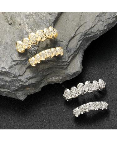 18K Gold-Plated Diamond-Shaped six-Tooth Braces with Silver Upper Teeth - Buy Online on GoSupps.com