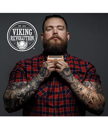 Viking Revolution Wooden Beard Comb Case - Dual Action Fine & Coarse Teeth, Ideal for Balms & Oils, Top Pocket Comb for Beards & Mustaches - Buy Online on GoSupps.com