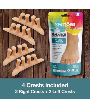 ZenToes Hammer Toe Straightener Crest - 4 Count Gel Spacer Splint for Hammertoes and Overlapping Toes - Buy Online on GoSupps.com
