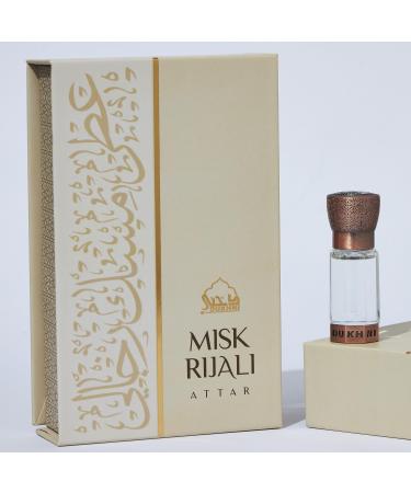 Dukhni Misk Rijali Attar | Soft Silky White Musk | Authentic Arabic Fragrance Oil | 100% Pure Alcohol-Free Halal | 1 bottle x 6ml