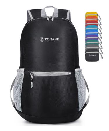 ZOMAKE Ultra Lightweight Hiking Backpack 20L - Water Resistant Small Backpack Packable Daypack for Women Men(Black) Small Black
