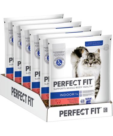 PERFECT FIT Indoor Adult dry food for adult cats from 1 year - Beef 750g (6 bags) Beef 4.5 kg (1 pack)