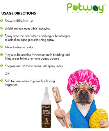 Petway Petcare Coconut Cologne Gloss for Dogs 250ml - Natural Deodorizing Spray for Conditioning, Odor Elimination, and Grooming - Buy Online on GoSupps.com