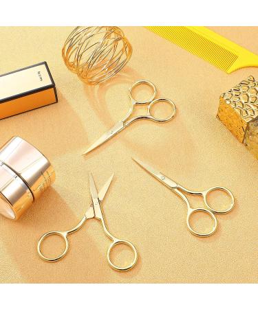 3 Pack Stainless Steel Nose Hair & Facial Scissors - Straight Tip for Eyebrows, Moustache, Beard (Gold) - Buy Online on GoSupps.com