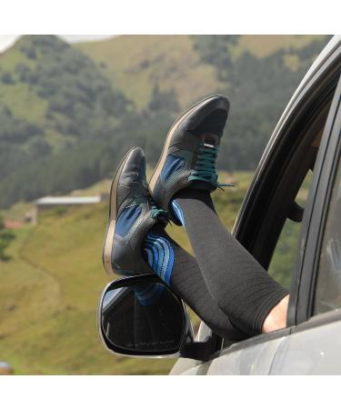aZengear Compression Socks 20-30mmHg - Anti DVT Knee-High Flight Stockings for Travel & Sports - XXL Black w/Blue - Buy Online on GoSupps.com