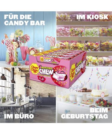 Chupa Chups Incredible Chew Strawberry - 20 Poles of Chewing Candy | International Shipping Available - Buy Online on GoSupps.com