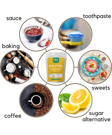 Elo s Premium Xylitol (1lb) | Packaged In Canada| 100% All-Natural Food Grade Sugar Alternative| Non-GMO Kosher and Halal Friendly Gluten Free and Keto | Excellent All-Natural Sweetener & Sugar Substitute - Buy Online on GoSupps.com
