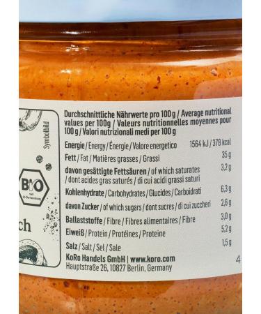 KoRo - Organic spicy pepper spread - Slightly spicy taste - With sunflower seeds - Purely vegetable - Buy Online on GoSupps.com