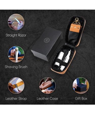 Stainless Steel Straight Razor Travel Kit - Shave Ready Razor Collapsible Brush & Leather Case for Men - Buy Online on GoSupps.com
