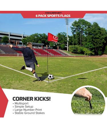 PowerNet 6 Pack Sports Flags - Red Foldable Flagstick for Golf, Soccer, Football & More | Built-in Ground Stake | Easy Setup & Portable - Buy Online on GoSupps.com