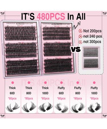 Goddvenus Lash Clusters - 480pcs Mixed Styles 14-20mm | Fluffy Wispy D Curl Faux Mink Eyelash Extensions | Waterproof DIY Volume Lashes - Buy Online on GoSupps.com