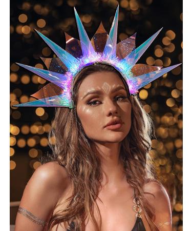 Fashband Light Up Headband LED Crown Hair Bands Flash Goddess Headband Luminous Glowing Laser Party Festival Hair Accessories for Women Blue One Size - Buy Online on GoSupps.com