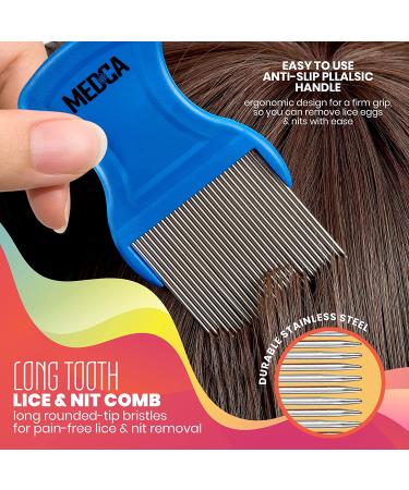 Premium 5 Piece Lice Kit - Nit Removal Set with Fine Tooth Comb and Magnifier - Removes Lice and Eggs, Comfortable Rounded Tips - Full Treatment Louse Comb Set - Buy Online on GoSupps.com