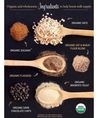 Organic Lactation Cookie Mix for Nursing Moms - Oats, Brewer's Yeast, Flaxseed - Boosts Breast Milk Supply (Oatmeal Chocolate Chip) - Buy Online on GoSupps.com