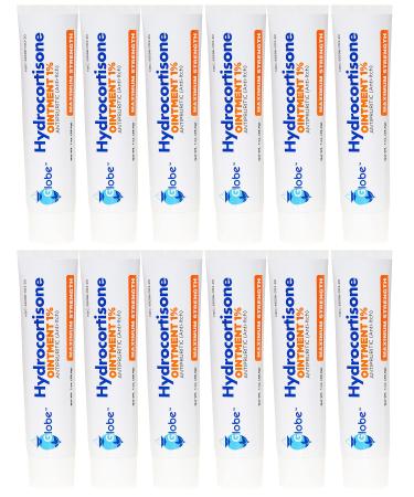 Globe Hydrocortisone 1% Maximum Strength Transparent Ointment 1 oz | Anti-Itch Ointment for Redness Swelling Itch Rash Dermatitis Bug/Mosquito Bites Eczema Hemorrhoids & More (12 Pack)