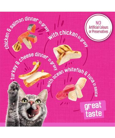 Friskies Shredded Wet Cat Food Poultry & Fish Combo Variety Pack 4 Flavours - 156 g Can (32 Pack) - Buy Online on GoSupps.com
