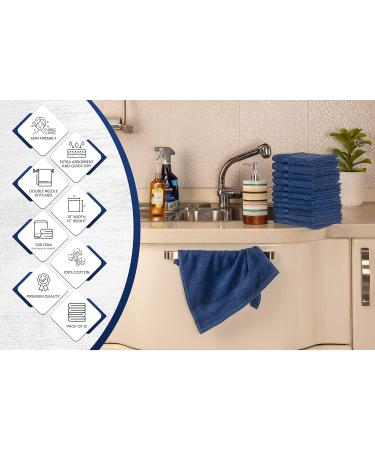 AKTI Premium Cotton Wash Cloths 12 Pack - 13x13 Inches - 520 GMS - Durable, Quick Dry & Extra Absorbent - Navy Washcloths for Home, Spa, Hotel, Bathroom & Kitchen - Buy Online on GoSupps.com