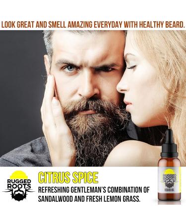 Beard Oil & Conditioner by Rugged Roots | Natural Citrus Spice Scent | Softens & Promotes Healthy Beard Growth | Perfect Gifts for Dad Brother Husband - Buy Online on GoSupps.com