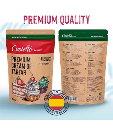 Castello Premium Cream of Tartar 750g - 100% Natural, Gluten Free, Keto & Paleo Friendly - Baking Powder Substitute - Non-GMO - Phosphate Free - From Grapes - Since 1907 - Buy Online on GoSupps.com