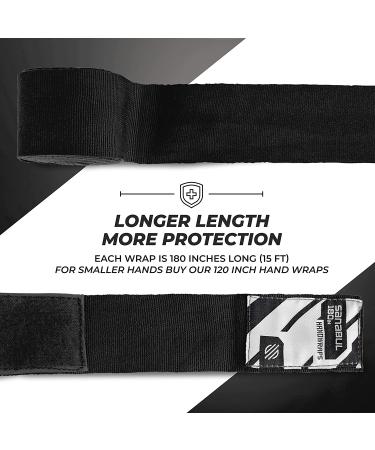 Sanabul Professional 180 Elastic Handwraps for Boxing Kickboxing MMA - Black 180 - Buy Online on GoSupps.com
