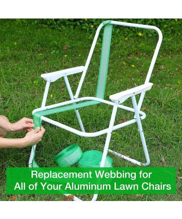 2 Rolls 2 1/4 Inch x 100 Feet Lawn Chair Webbing Replacement Webbing Patio Chairs Webbing White Green Webbing for Lawn Chairs Folding Polypropylene Webbing for Outdoor Furniture Seat Repair - Buy Online on GoSupps.com