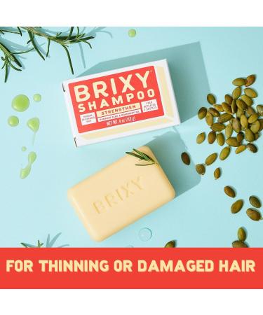 BRIXY Strengthening Shampoo Bar for Thinning Hair | Pumpkin Seed Oil & Rosemary | Vegan pH Balanced Plastic Free - Buy Online on GoSupps.com