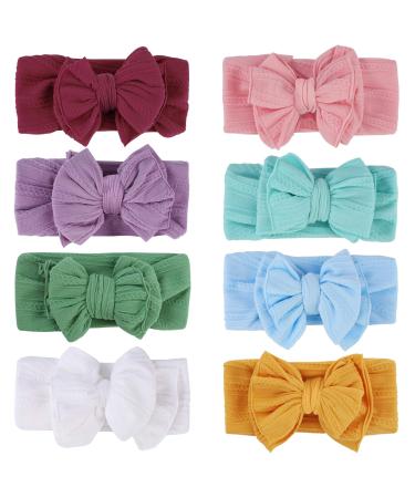 Baby headband with bow Newborn headband hair band Elastic nylon headbands headwrap turban for toddler girls photo accessories (8 pieces)