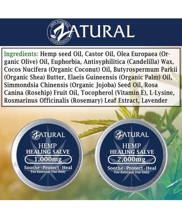 Hemp Oil Healing Salve 2 000mg - 100% Vegan - Hemp Seed Oil - Lips & Body (2 000mg 2 Ounce) - Buy Online on GoSupps.com