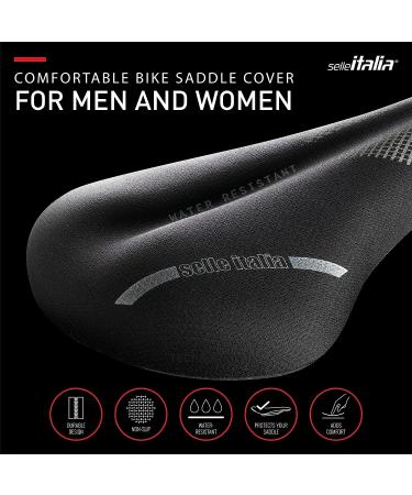 Selle Italia Comfort Booster Bike Seat Cover for Men and Women - Water-Resistant Elastic Fit - Ideal for Road, Gravel, Mountain, Exercise, Spin, and Stationary Bikes - Buy Online on GoSupps.com