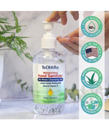 TriDerma MD Moisturizing Hand Sanitizer Pump with Aloe & Vitamin E - 8 oz (Fragrance-Free) - Buy Online on GoSupps.com
