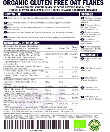 Indigo Herbs Organic Gluten Free Fine Oat Flakes 1kg - Premium Quality Gluten-Free Oats - Buy Online on GoSupps.com