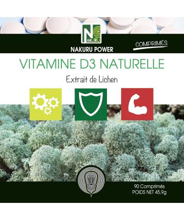 NAKURU | Natural Vitamin D3 2000 IU | Lichen Extract | Power Range | Made in France | (90 Tablets of 510mg / Net Weight: 46g) - Buy Online on GoSupps.com