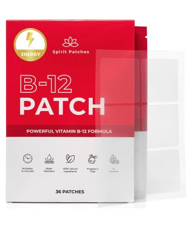 Spirit Patches B12 Energy Patches - Natural Self Adhesive Transparent Belly Patches with Green Tea Vitamin C B12 B3 B1-36 Pack