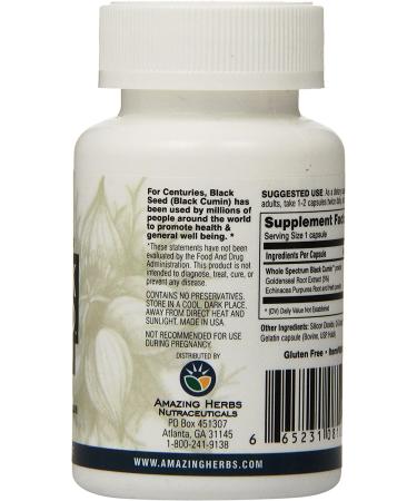 Buy Amazing Herbs Black Seed Gold with Goldenseal & Echinacea - 60 Capsules for Immune Support - Buy Online on GoSupps.com