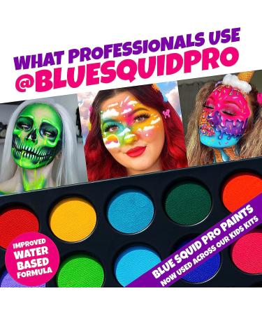 Blue Squid Face Painting Kit for Kids - 22 Color 160pcs with Stencils & Book | Non-Toxic Halloween Makeup | Professional Face Paint Set - Buy Online on GoSupps.com