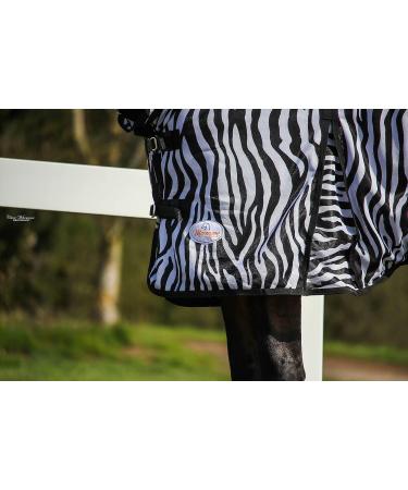 Marengos Zebra Fly Outdoor Ceiling | Insect Protection Horse Blanket with Saddle Cutout & Neck | Fine-Meshed | Black & White | 155 cm - Buy Online on GoSupps.com