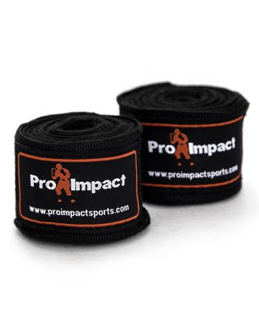 Pro Impact Mexican Style Hand Wraps Men Women  Performance Essentials MMA, Boxing, Muaythai, Kickboxing, Gym  Stretch Protection Support Accessories for Wrist Knuckles  180 Inches 1 Black