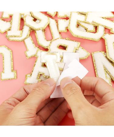 White Letter Chenille Patches - 26PCS Self-Adhesive Iron on Letters, Varsity Alphabet Embroidered Applique for Clothing and Accessories - Buy Online on GoSupps.com