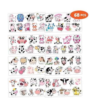 8 Sheet Cow Temporary Tattoos for Kids - 68Pcs Cow Birthday Party Decorations & Supplies, Cute Cow Tattoo Stickers - Ideal Party Favors for Boys & Girls, Schools, Prizes & Themed Events - Buy Online on GoSupps.com
