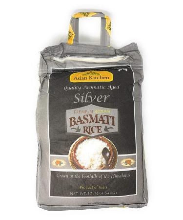 Premium 10lb Silver White Basmati Rice - Extra Long Aged, Indian Origin, Export Quality, All Natural, Gluten-Friendly, Vegan - 1 Pack - Buy Online on GoSupps.com