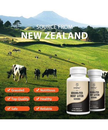 Grass Fed Beef Liver Capsules 4200mg - Heme Iron, Protein, Vitamin A & B12 - New Zealand 120 Capsules (Pack of 2) - Buy Online on GoSupps.com
